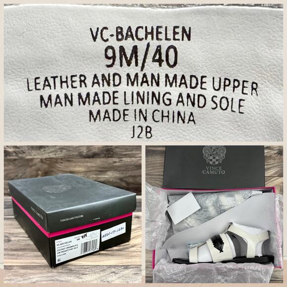 NIB Vince Camuto 9M Bachelen Leather Square Toe Gladiator Sandal Coconut Cream - Picture 11 of 12